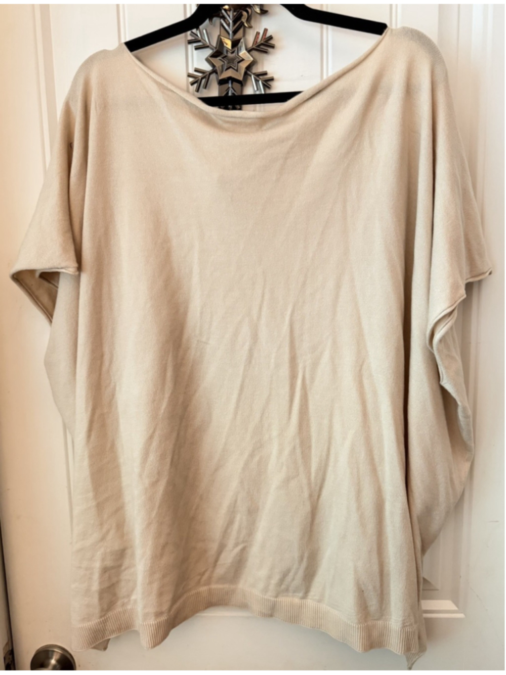 🇺🇸 So Me Lightweight Knit Dolman Sleeve Sweater Top Beige Cream Large Boho - Picture 2 of 6